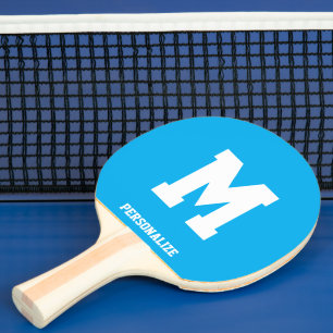 Personalized blue ping pong table tennis paddle