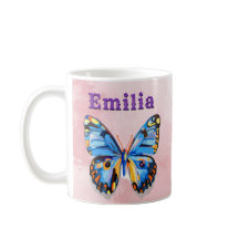 Personalized Blue Pink Butterfly Custom Preppy