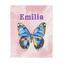 Personalized Blue Pink Butterfly Custom Preppy