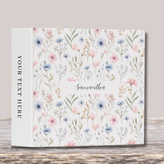 Personalized Blue Pink Floral  Binder (Creator Uploaded)