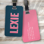 Personalized Blue Pink Monogram Shadow Luggage Tag<br><div class="desc">Liven up your luggage with this personalized design that's perfect for travellers</div>