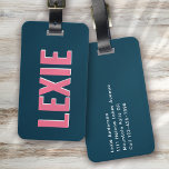 Personalized Blue Pink Monogram Shadow Luggage Tag<br><div class="desc">Liven up your luggage with this personalized design that's perfect for travellers</div>