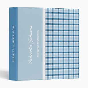 Personalized:  Blue Plaid Binder