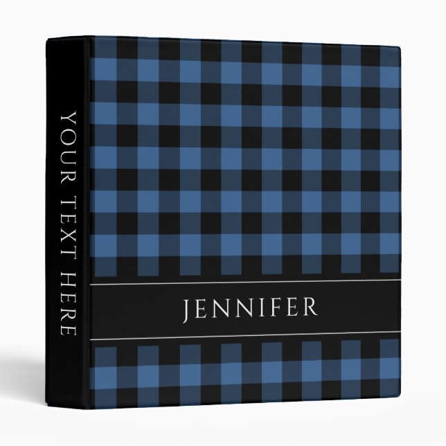 Personalized Blue Plaid Binder (Front/Spine)