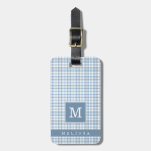 Personalized Blue Plaid Luggage Tag