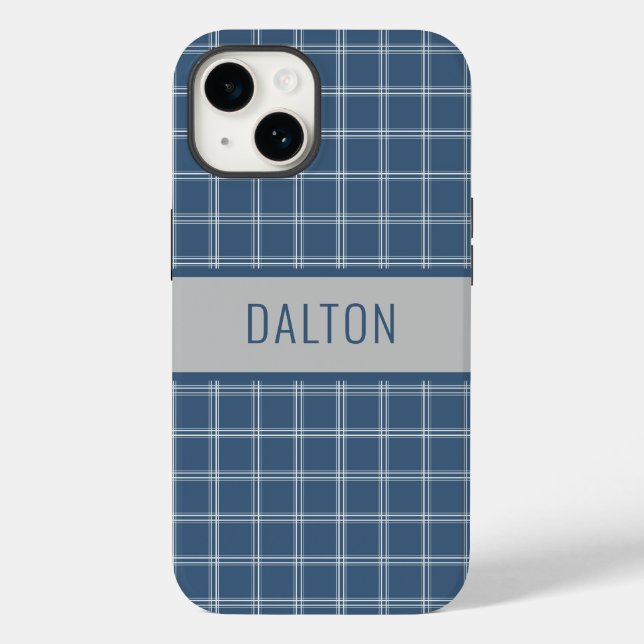 Personalized Blue Plaid Phone Case (Back)