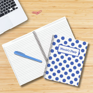 Personalized Blue Polka Dot Checklist Notebook