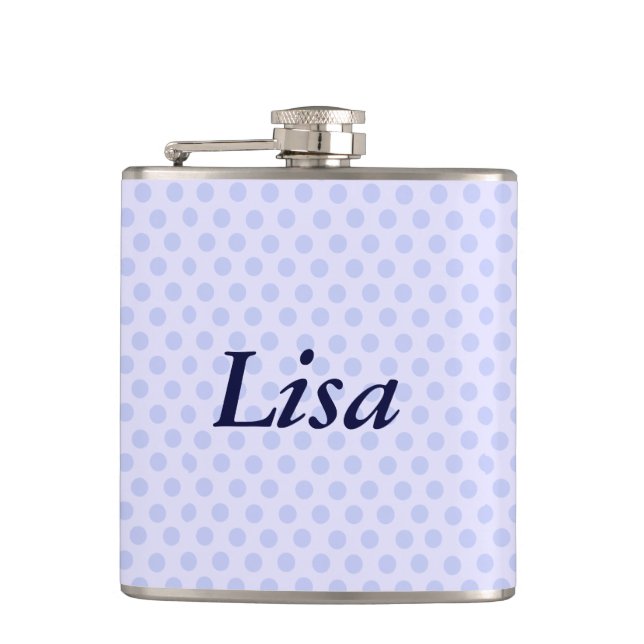 Personalized Blue Polka Dot Flask (Front)