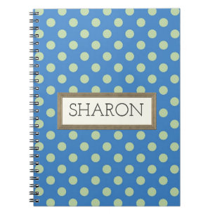Personalized Blue Polka Dot Notebook