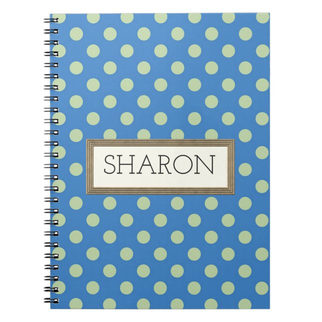 Personalized Blue Polka Dot Notebook (Front)
