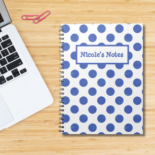 Personalized Blue Polka Dots Notebook