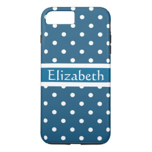 Personalized Blue Polka Dots Pattern iPhone 8 Plus/7 Plus Case