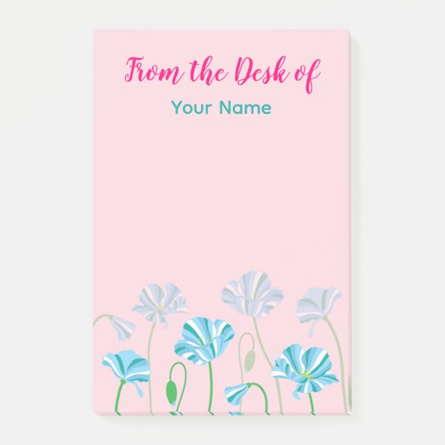 Personalized Blue poppy  Post-it Notes (Front)