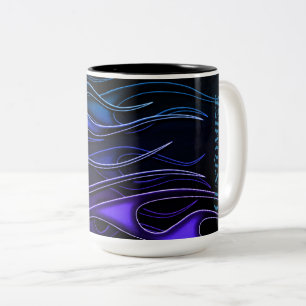 Personalized Blue & Purple Flames Two-Tone Coffee Mug