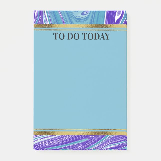 Personalized Blue Purple Marble 4x6 Post-it Notes (Front)