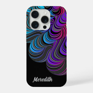 Personalized Blue, Purple, Pink on Black iPhone 15 Pro Case