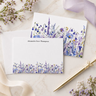 Personalized Blue Purple Wildflower Watercolor Card