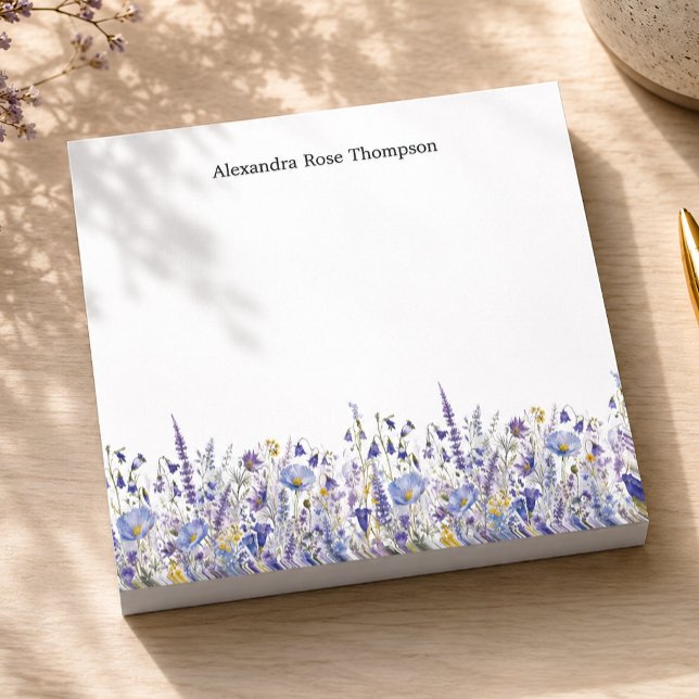 Personalized Blue Purple Wildflower Watercolor  Post-it Notes (Creator Uploaded)