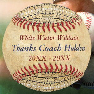 Personalized Blue Red Baseball Coach Thank You