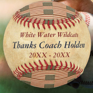 Personalized Blue Red Baseball Coach Thank You