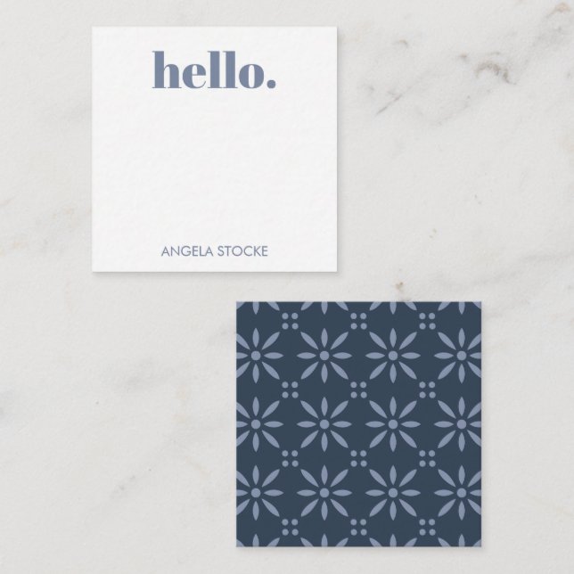 Personalized Blue Retro Flower Card (Front/Back)