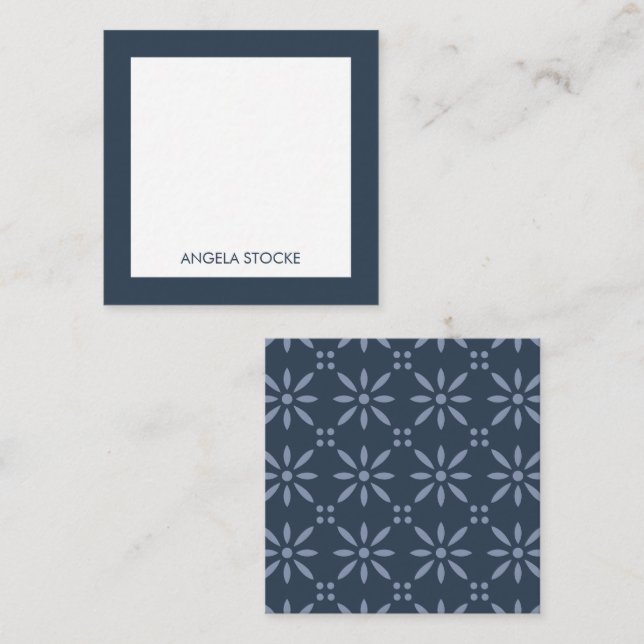 Personalized Blue Retro Flower Card (Front/Back)
