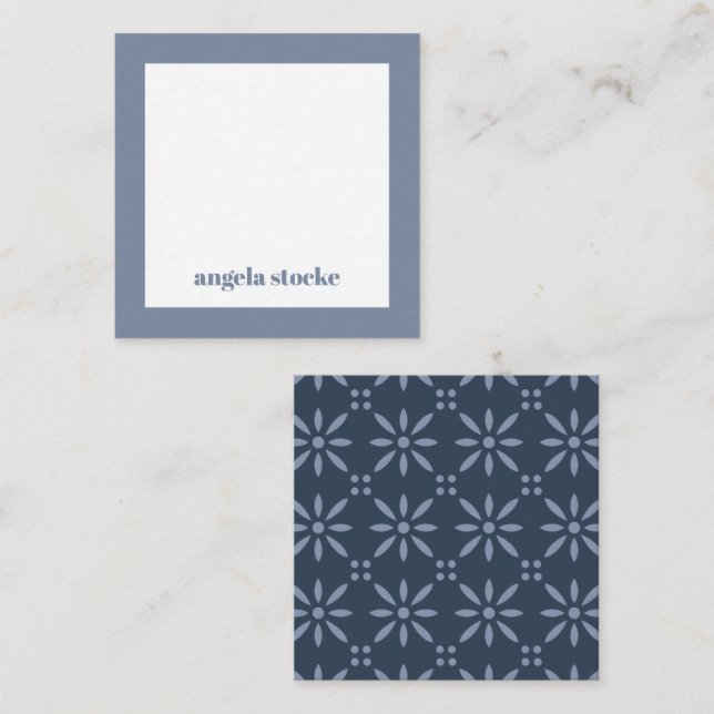 Personalized Blue Retro Flower Card (Front/Back)