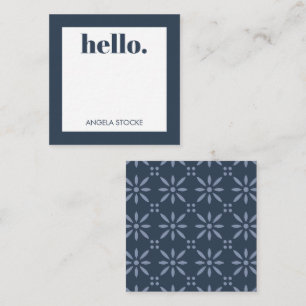 Personalized Blue Retro Flower Card