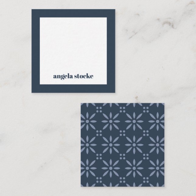 Personalized Blue Retro Flower Card (Front/Back)