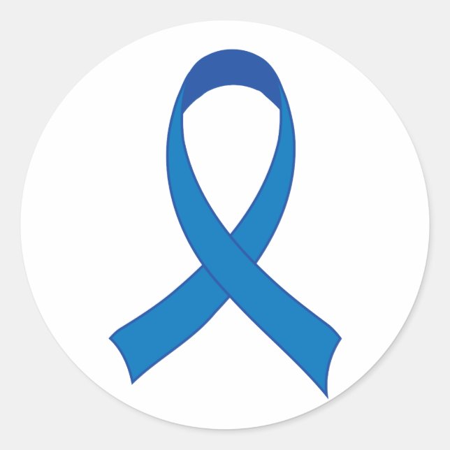 Personalized Blue Ribbon Awareness Classic Round Sticker (Front)