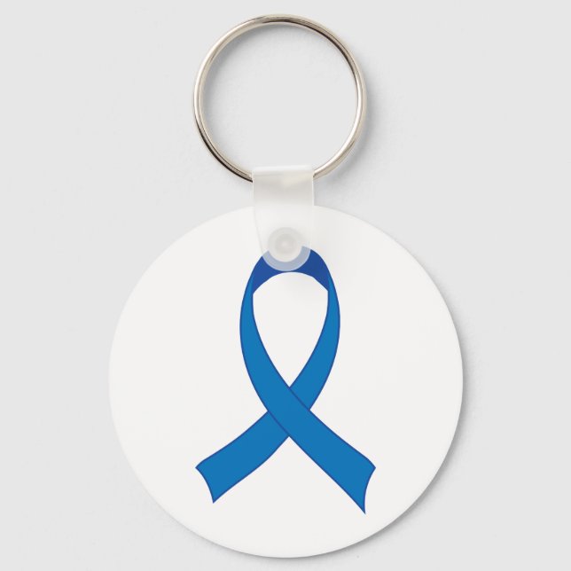 Personalized Blue Ribbon Awareness Keychain (Front)