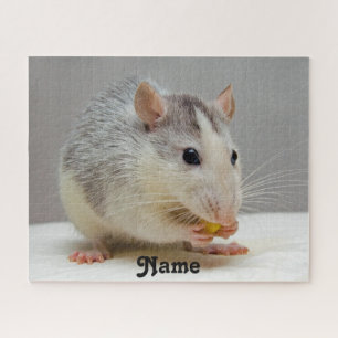 Personalized Blue Roan Husky Pet Rat Jigsaw Puzzle