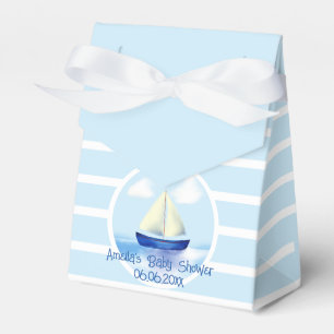 Personalized Blue Sailboat Baby Shower Favor Box