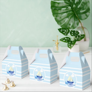 Personalized Blue Sailboat Baby Shower Favor Box