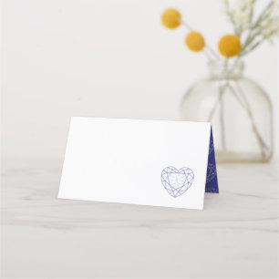 Personalized blue sapphire heart place guest place card