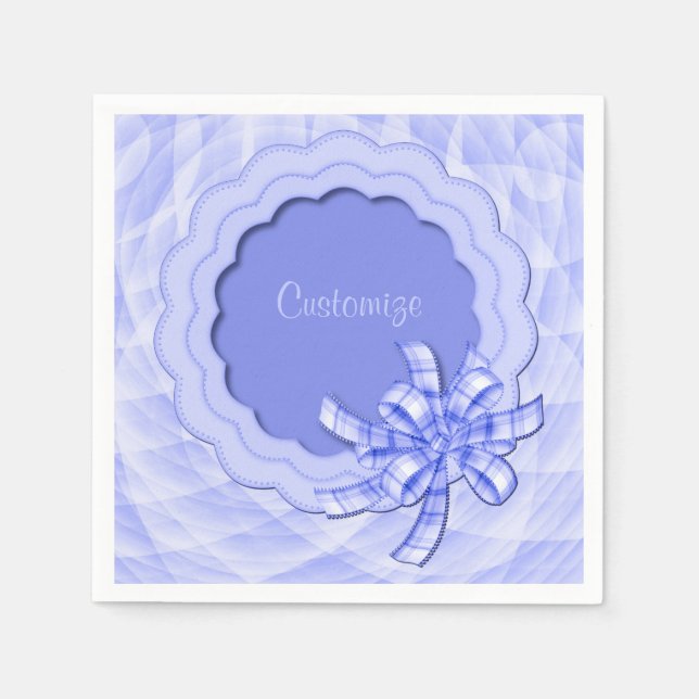Personalized Blue Scalloped Frame Napkins (Front)