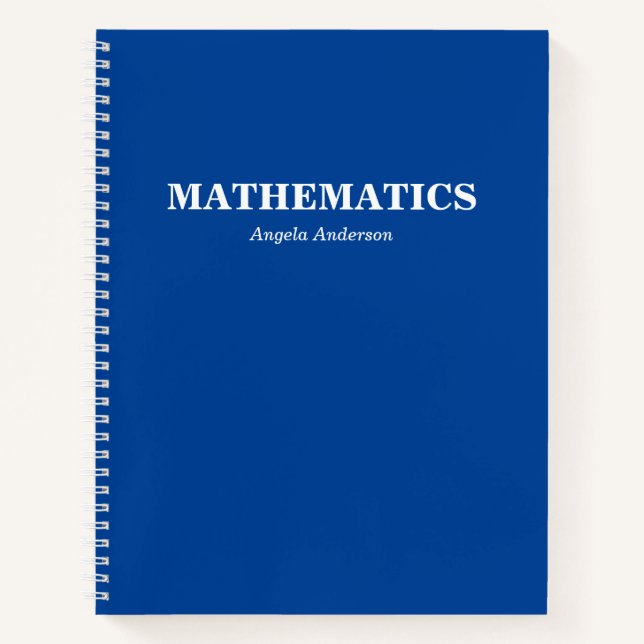 Personalized Blue School Subject Spiral Notebook (Front)