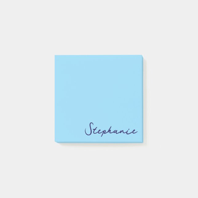 Personalized Blue Script Post it Sticky Notes (Front)