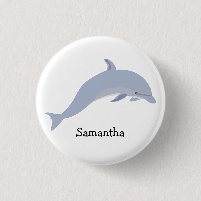 Personalized Blue Sea Dolphin  1 Inch Round Button (Front)
