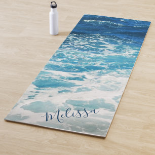 Personalized Blue Seas and Waves Ocean Yoga Mat