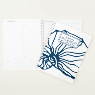 Personalized Blue Seashell Pattern - Beach House Planner