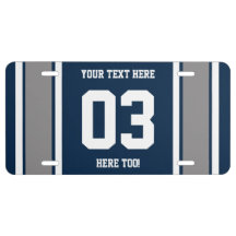 Personalized Blue Silver and White Sports Stripes