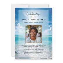 Personalized Blue Sky Funeral Invitation