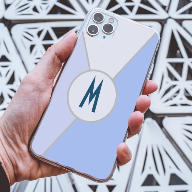 Personalized Blue Sleek modern Geometric monogram Case-Mate iPhone Case (Creator Uploaded)