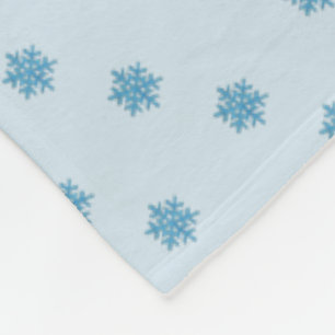 Personalized Blue Snow Snowflake Winter Holiday Fleece Blanket