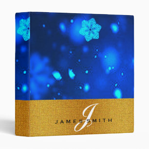 Personalized Blue Snowflake Faux Confetti Glitter Binder
