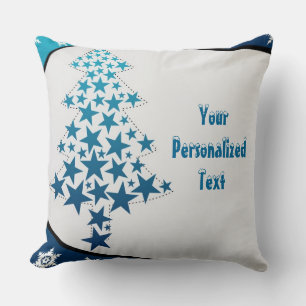 Personalized Blue Snowflake Throw Pillow