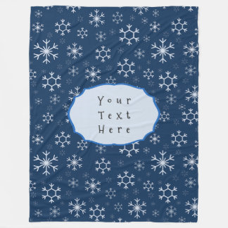 Personalized Blue Snowflake Winter Fleece Blanket