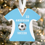 Personalized Blue Soccer Jersey Ornament<br><div class="desc">Celebrate your soccer star with this personalized blue soccer jersey ornament. Perfect for commemorating a special season,  player,  or team. Customize it with a name and number to create a unique keepsake.</div>