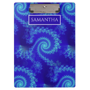 Personalized Blue Spiral Fractal Clipboard